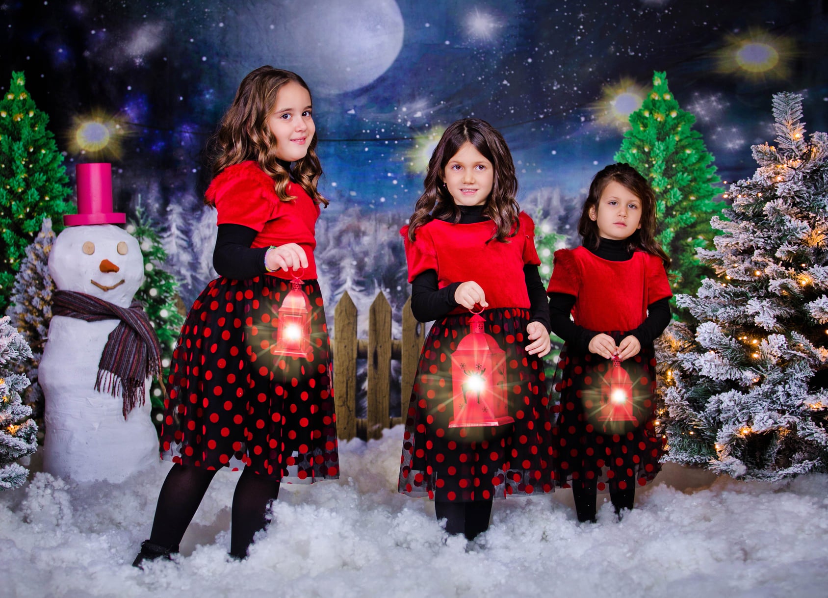 Kate Christmas Night Pine Trees Farm Backdrop Designed By Jerry_Sina - Kate Backdrop