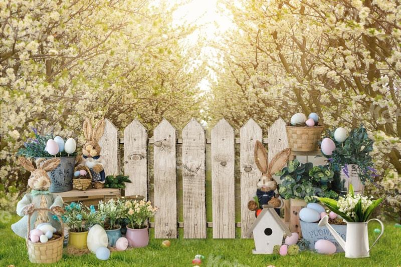 Kate Easter/spring Garden Fence Cherry Blossom Backdrop Designed By JS Photography - Kate Backdrop