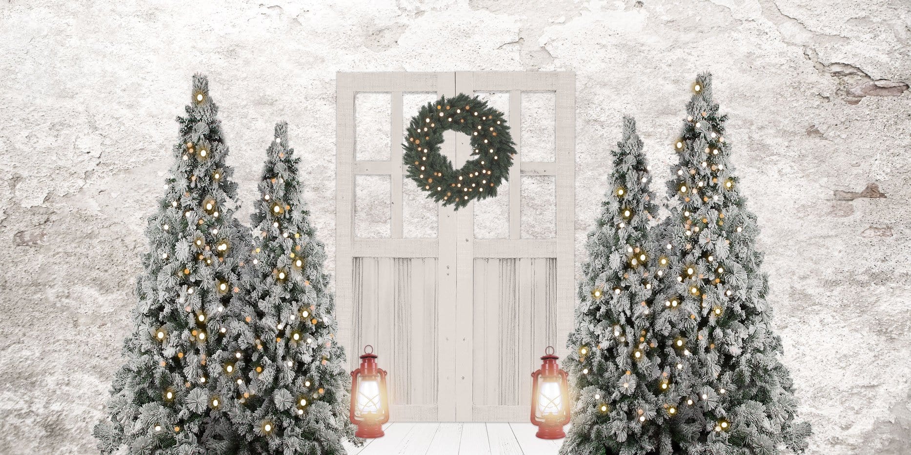 Kate Christmas Backdrop Xmas Trees Door for Photography - Kate Backdrop