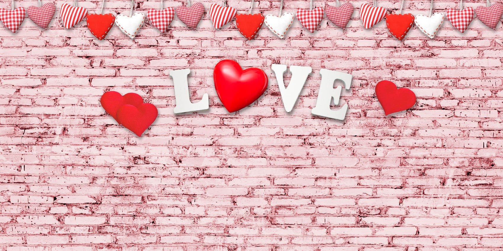 Kate Love Brick Wall Backdrop for Valentines - Kate Backdrop