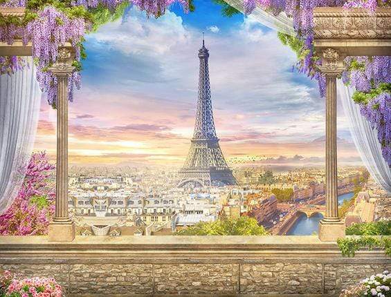 Katebackdrop鎷㈡綖Kate Colored Flower Flowers Backdrop Eiffel Tower Paris City