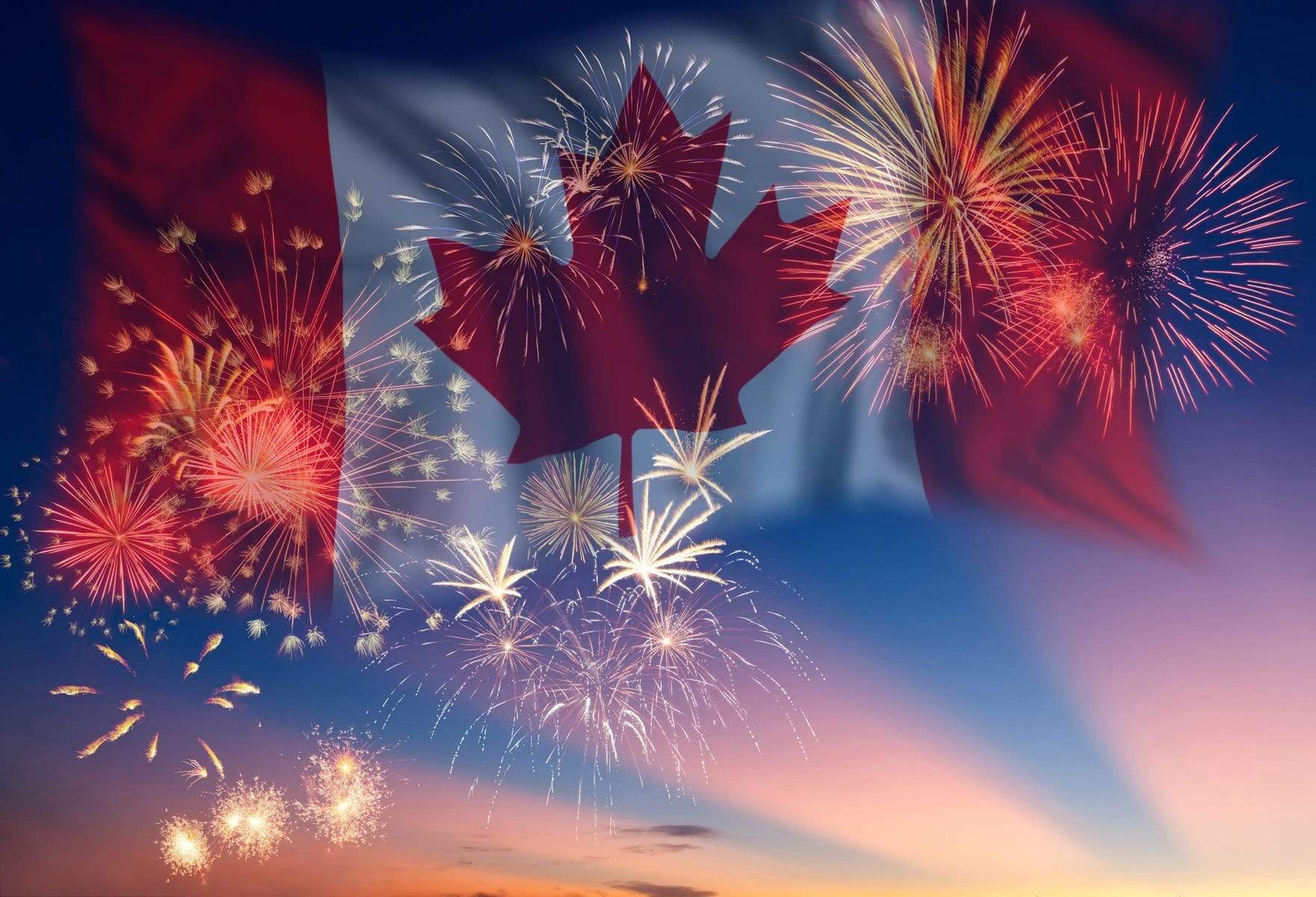 Katebackdrop£ºKate Celebrate Canada Day with Canada Flag Fireworks Backdrop for Photography
