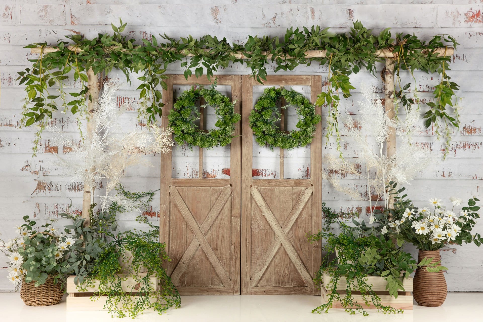 Kate Summer/Spring Green Plants Barn Door Backdrop Designed by Jia Chan Photography - Kate Backdrop