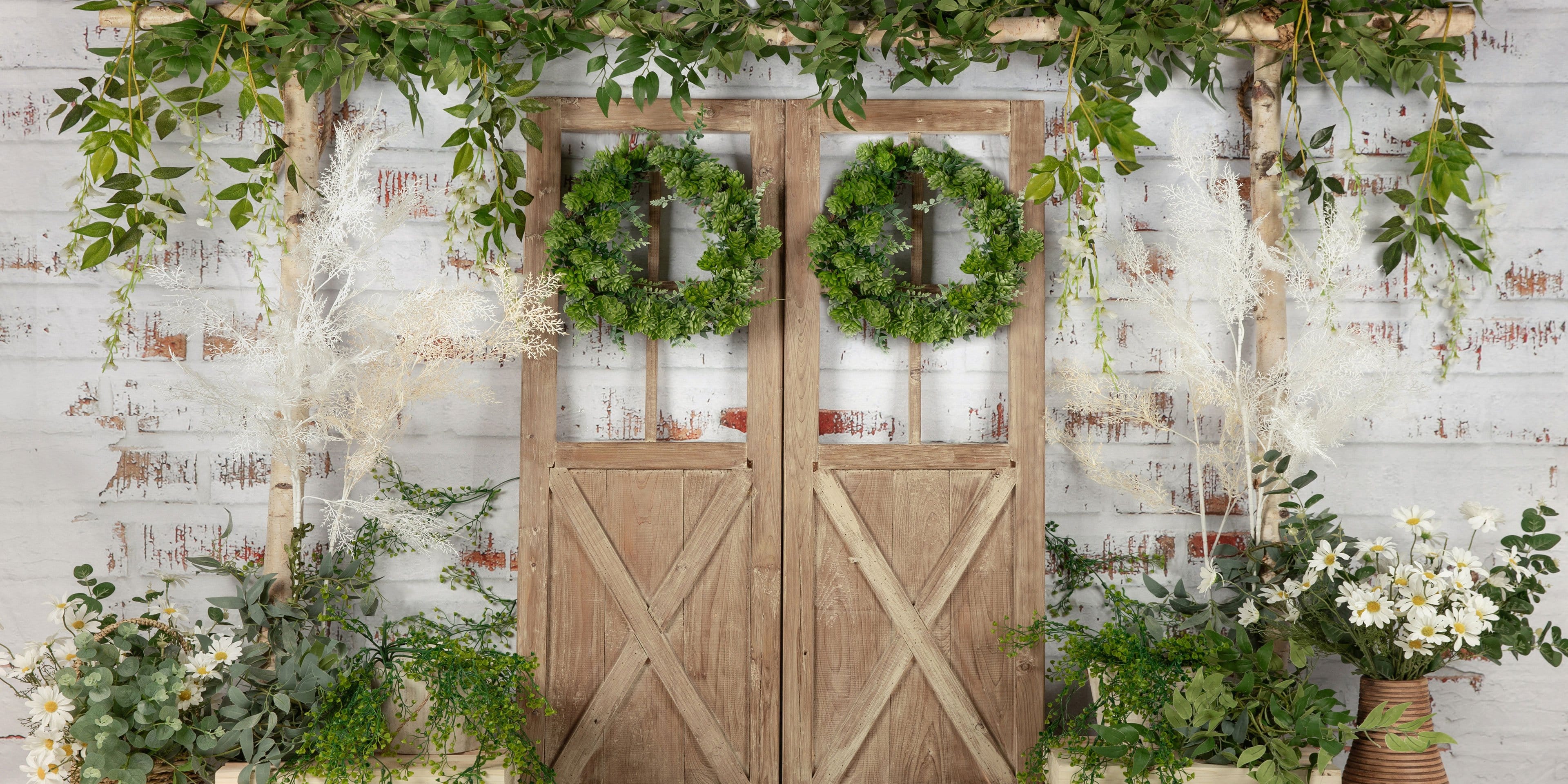 Kate Summer/Spring Green Plants Barn Door Backdrop Designed by Jia Chan Photography - Kate Backdrop