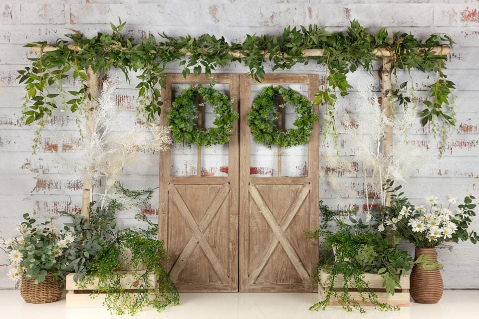 Kate Summer/Spring Green Plants Barn Door Backdrop Designed by Jia Chan Photography - Kate Backdrop