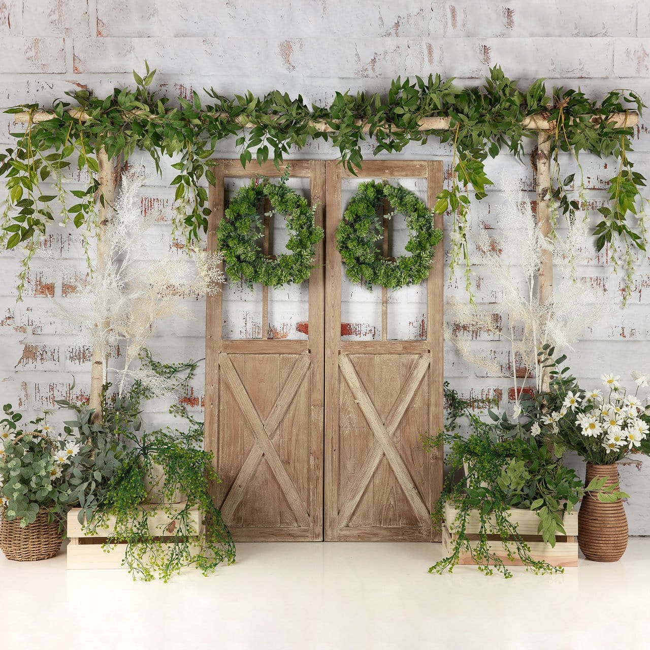 Kate Summer/Spring Green Plants Barn Door Backdrop Designed by Jia Chan Photography - Kate Backdrop