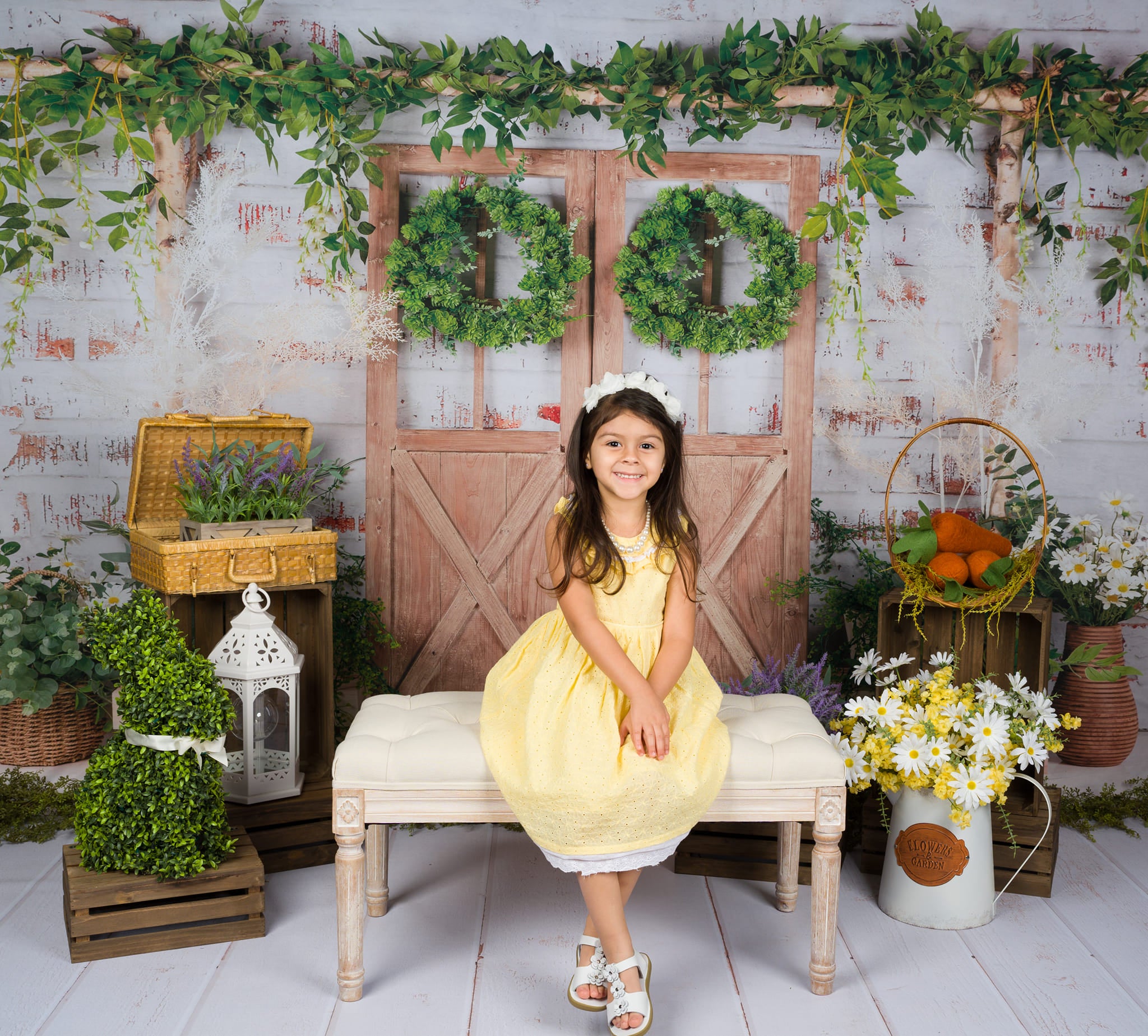 Kate Summer/Spring Green Plants Barn Door Backdrop Designed by Jia Chan Photography - Kate Backdrop