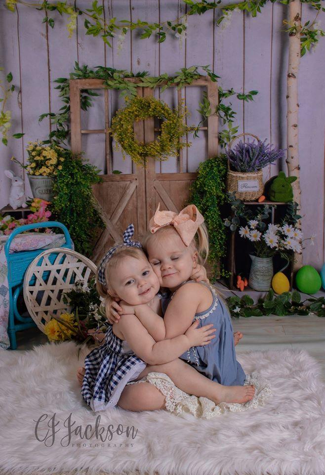 Katebackdrop鎷㈡綖Kate Floral Barn Door Easter Backdrop Designed by Jia Chan Photography