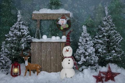 Kate Christmas Backdrop Hot Cocoa Snowman Designed by Jia Chan Photography - Kate Backdrop