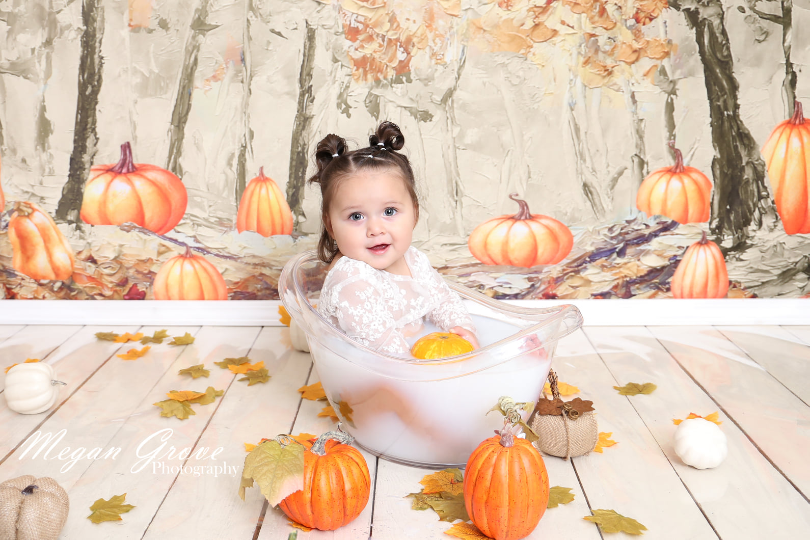Kate Fine Art Backdrop Fall Forest Pumpkins Designed by GQ - Kate Backdrop