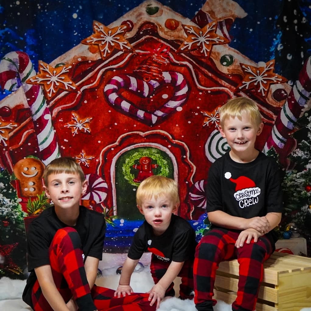 Kate Christmas Hot Cocoa Backdrop Outside Gingerbread House Designed by GQ - Kate Backdrop