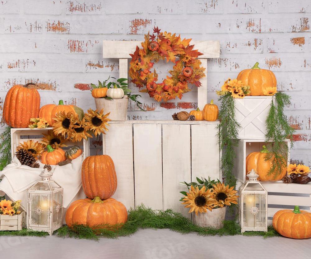 Kate Fall/thanksgiving Pumpkins Stand Backdrop Designed by Emetselch - Kate Backdrop
