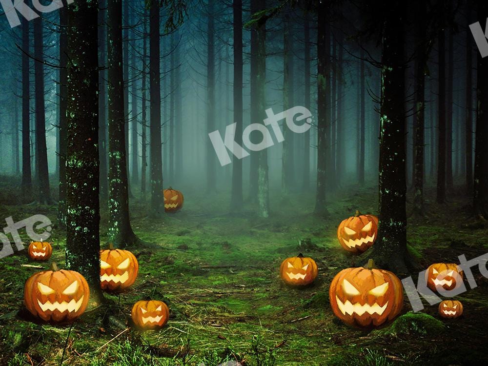 Kate Halloween Backdrop Pumpkins Forest Designed by Chain Photography - Kate Backdrop