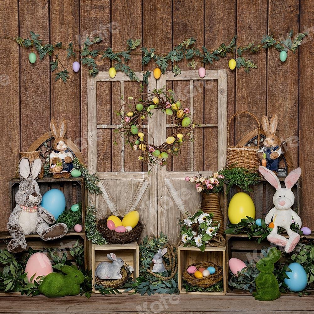 Kate Easter Bunny Egg Wood Door Backdrop Designed by Emetselch - Kate Backdrop