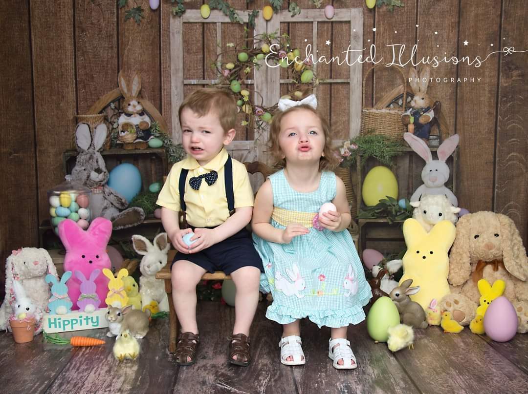 Kate Easter Bunny Egg Wood Door Backdrop Designed by Emetselch - Kate Backdrop