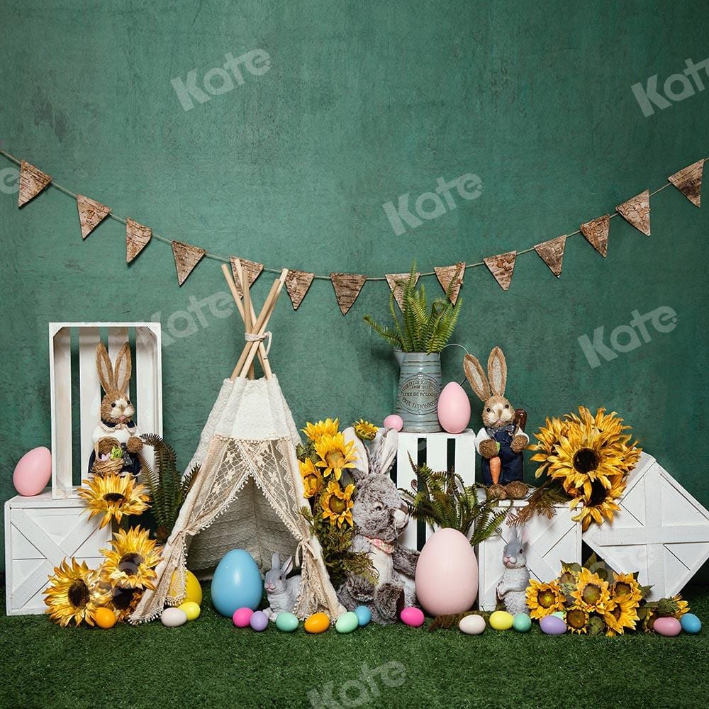 Kate Easter Tent Egg Bunny Green Backdrop Designed by Emetselch - Kate Backdrop