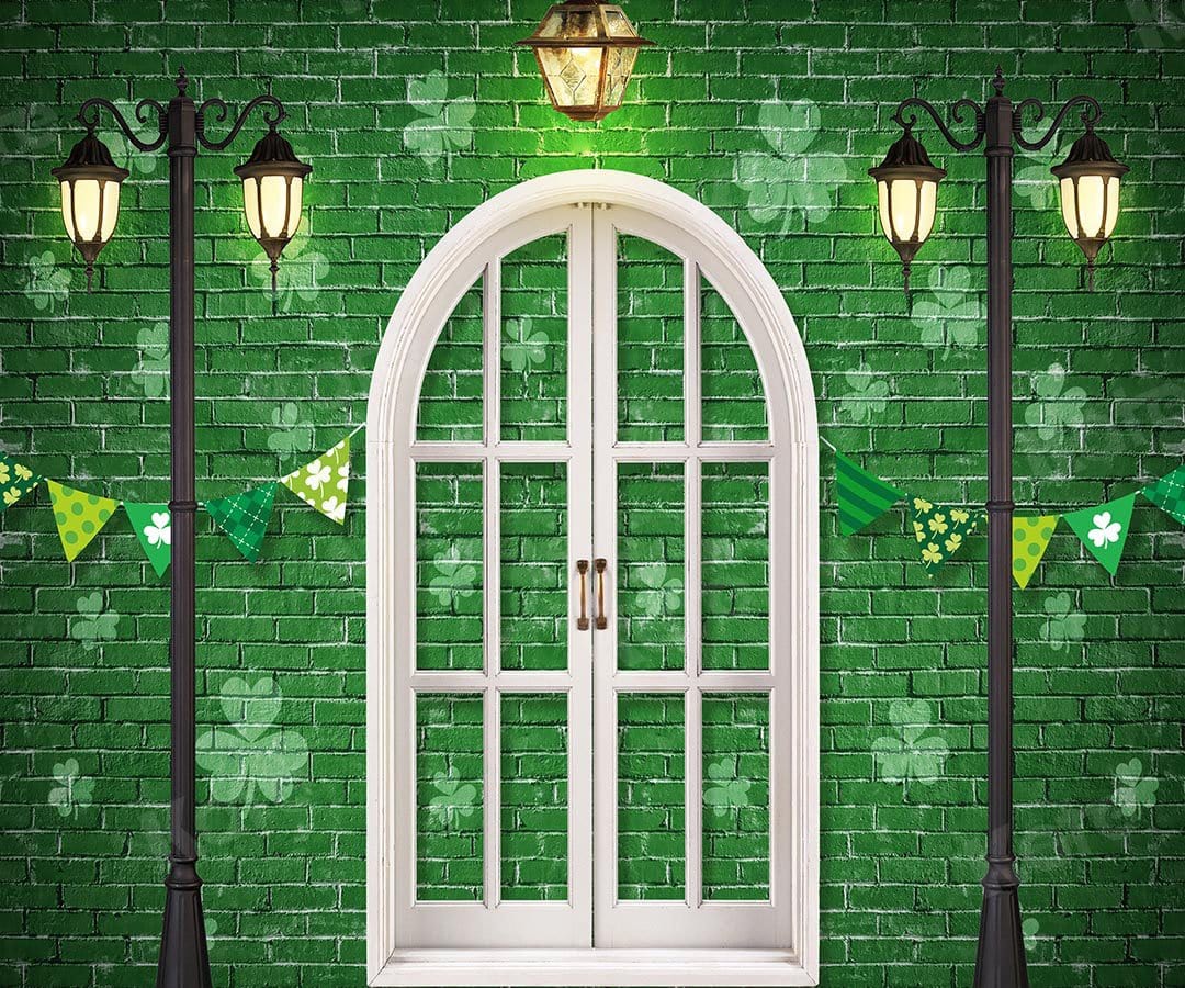 Kate St. Patrick's Day Shamrocks Window Backdrop Designed by Chain Photography - Kate Backdrop