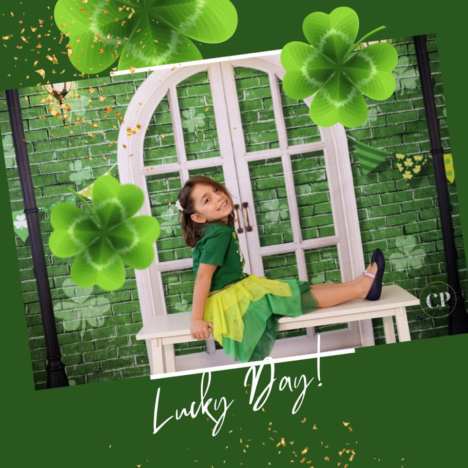 Kate St. Patrick's Day Shamrocks Window Backdrop Designed by Chain Photography - Kate Backdrop