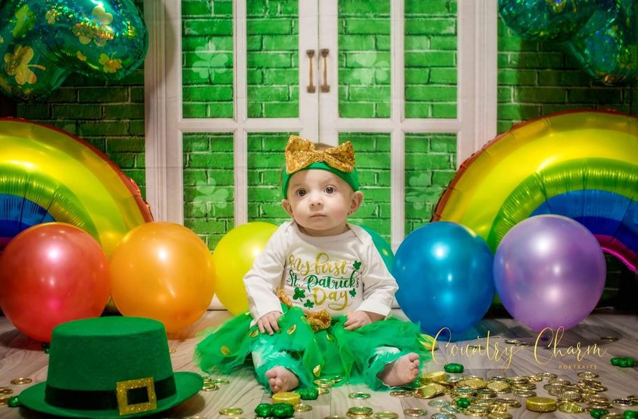 Kate St. Patrick's Day Shamrocks Window Backdrop Designed by Chain Photography - Kate Backdrop