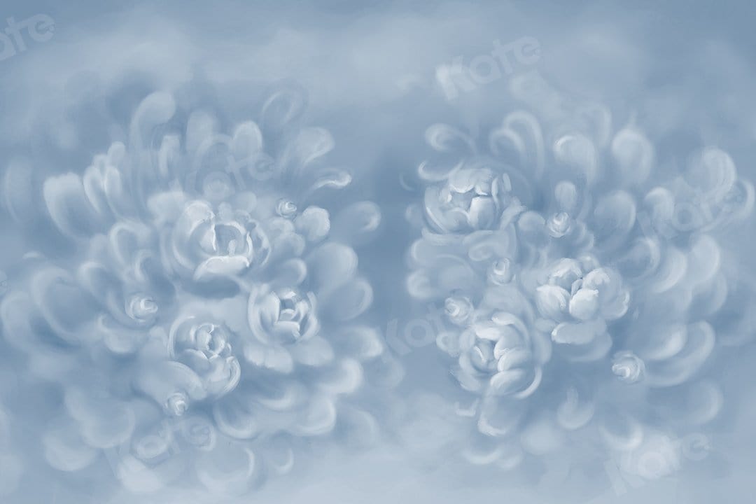 Kate Fine Art Gray Blue Florals Texture Backdrop Designed by GQ - Kate Backdrop