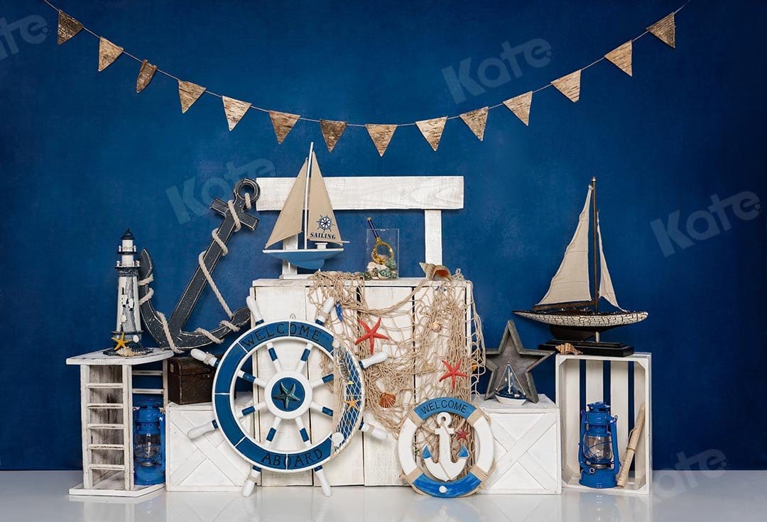 Kate Summer Sailor Sailing Blue Backdrop Designed by Emetselch - Kate Backdrop