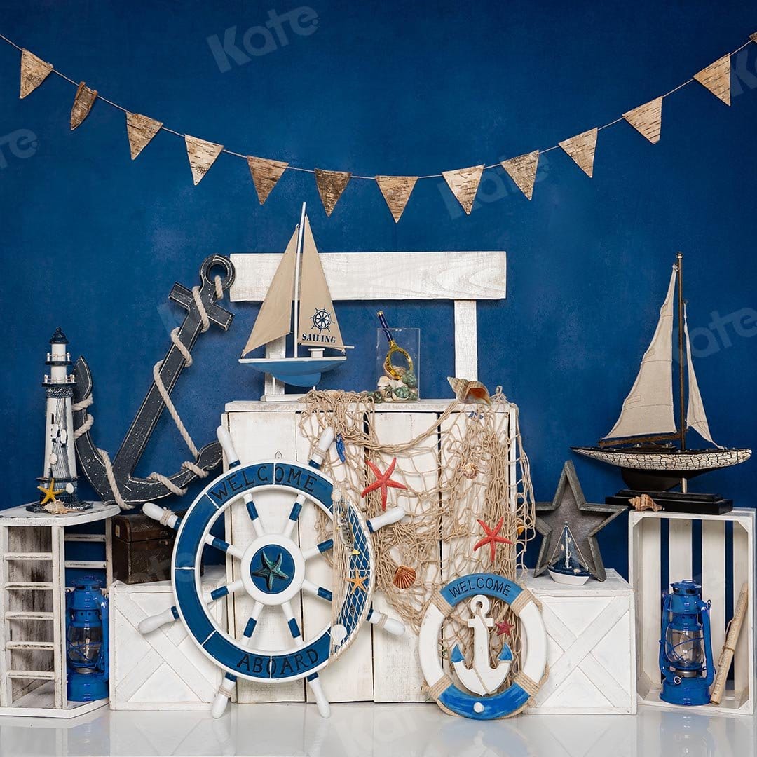 Kate Summer Sailor Sailing Blue Backdrop Designed by Emetselch - Kate Backdrop