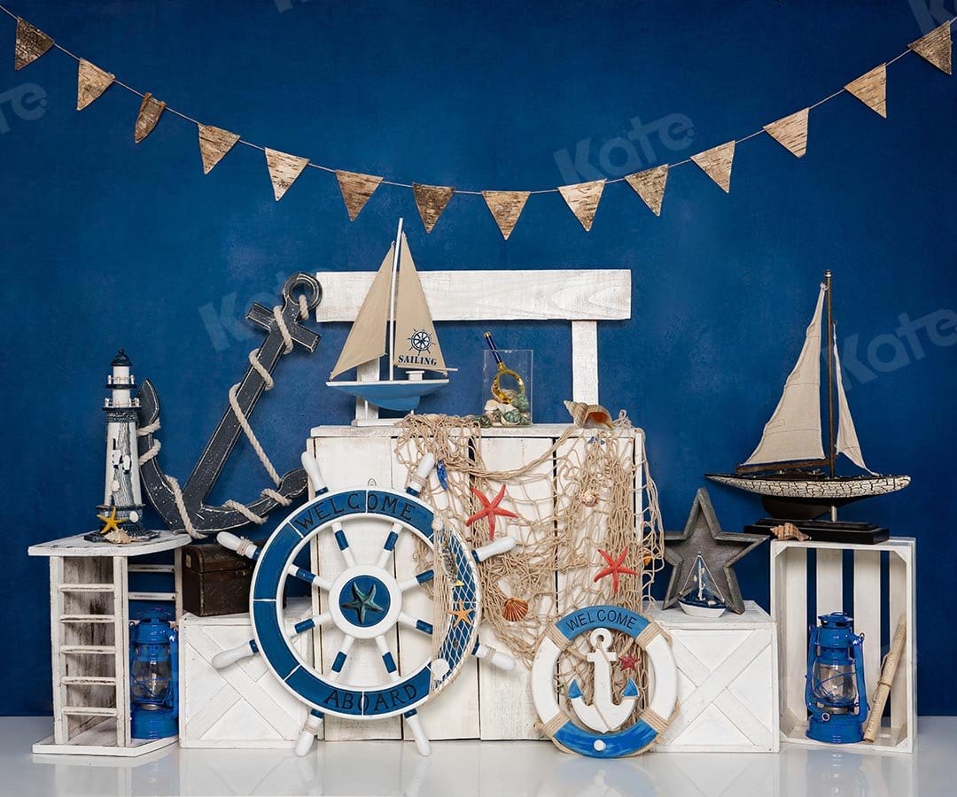 Kate Summer Sailor Sailing Blue Backdrop Designed by Emetselch - Kate Backdrop