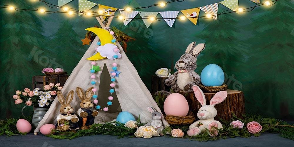 Kate Easter/spring Tent Bunny Eggs Backdrop Designed by Emetselch - Kate Backdrop