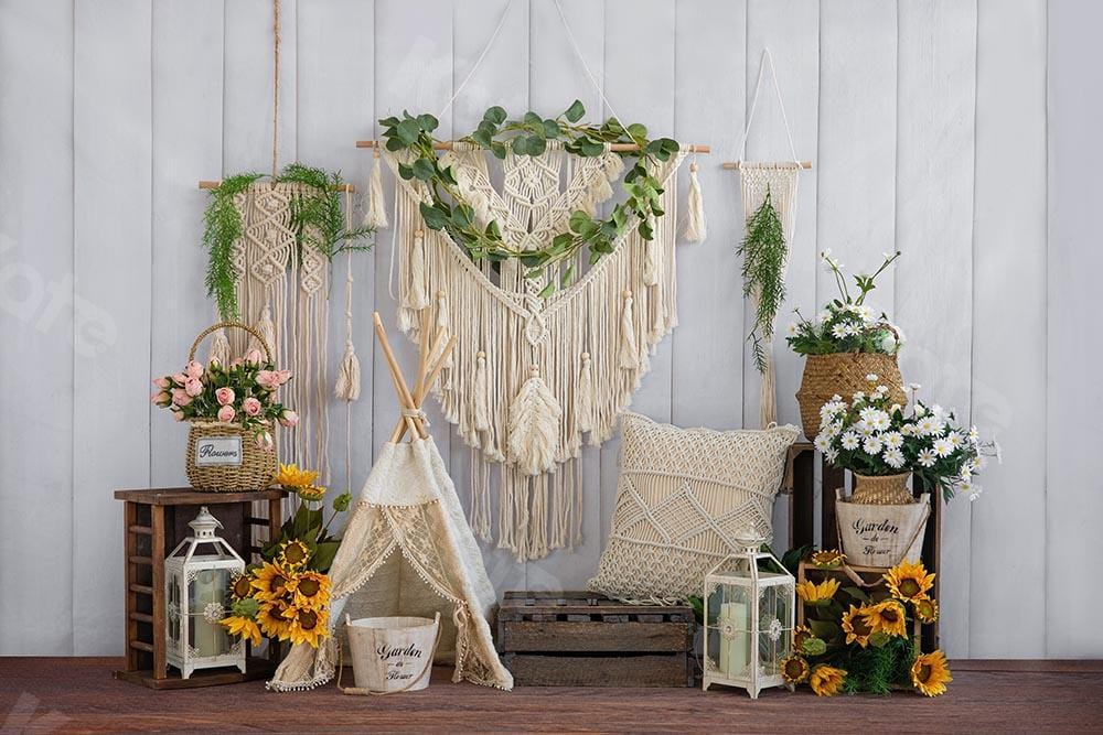 Kate Boho Cake Smash Summer Tent Backdrop Designed by Emetselch - Kate Backdrop