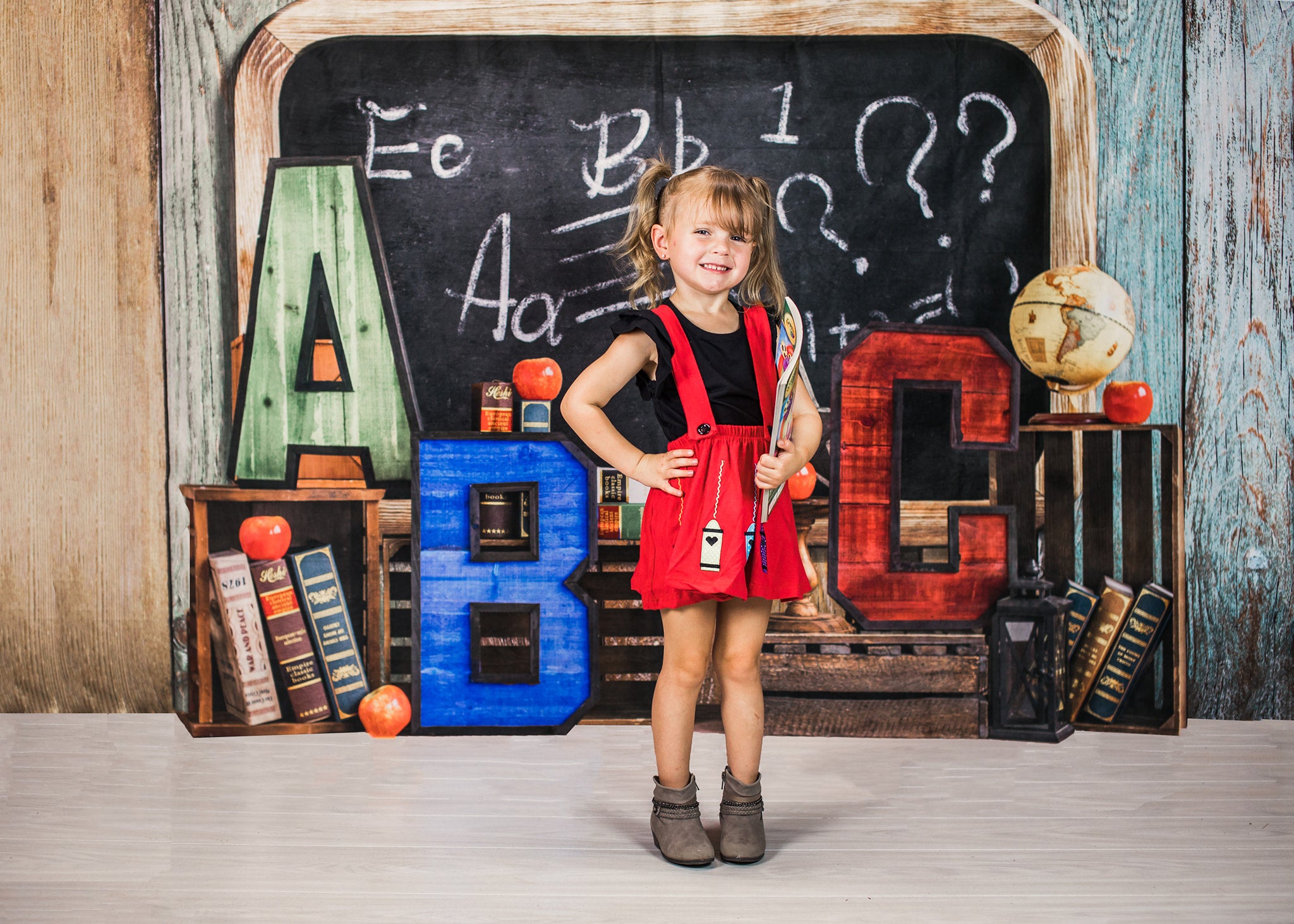 Kate Back to School Summer Blackboard Colorful ABC Backdrop - Kate Backdrop