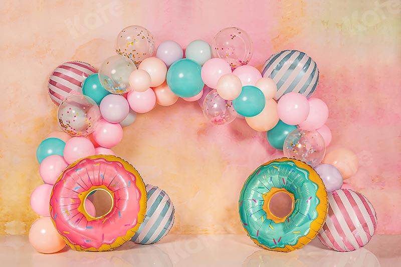 Kate Cake Smash Donut Balloon Backdrop Designed by Emetselch - Kate Backdrop