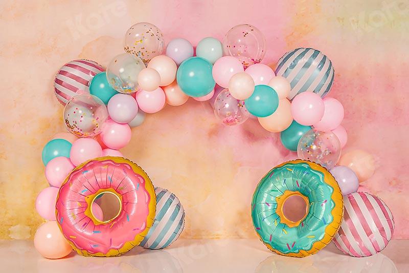 Kate Cake Smash Donut Balloon Backdrop Designed by Emetselch - Kate Backdrop