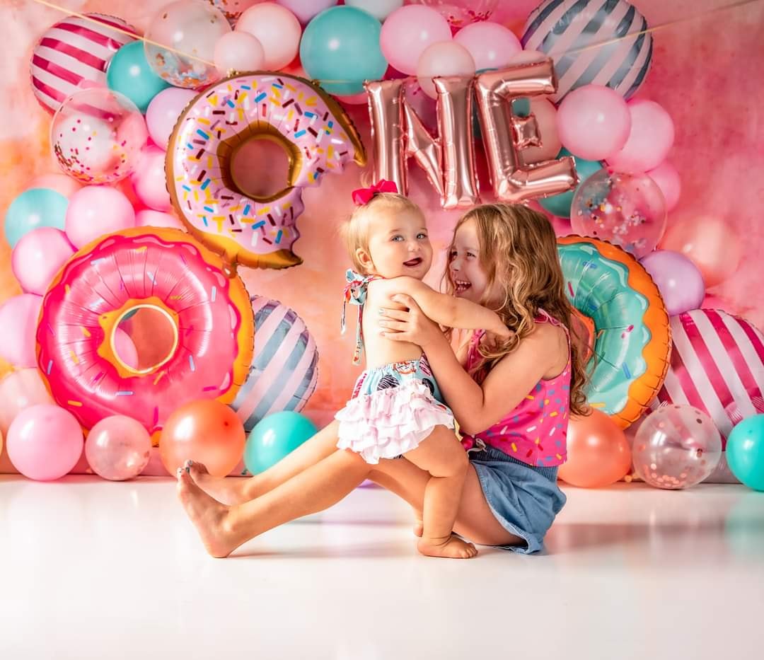 Kate Cake Smash Donut Balloon Backdrop Designed by Emetselch - Kate Backdrop