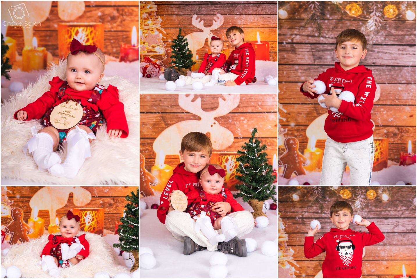 Kate Christmas Photo Backdrop Snow Wooden Light Wall - Katebackdrop