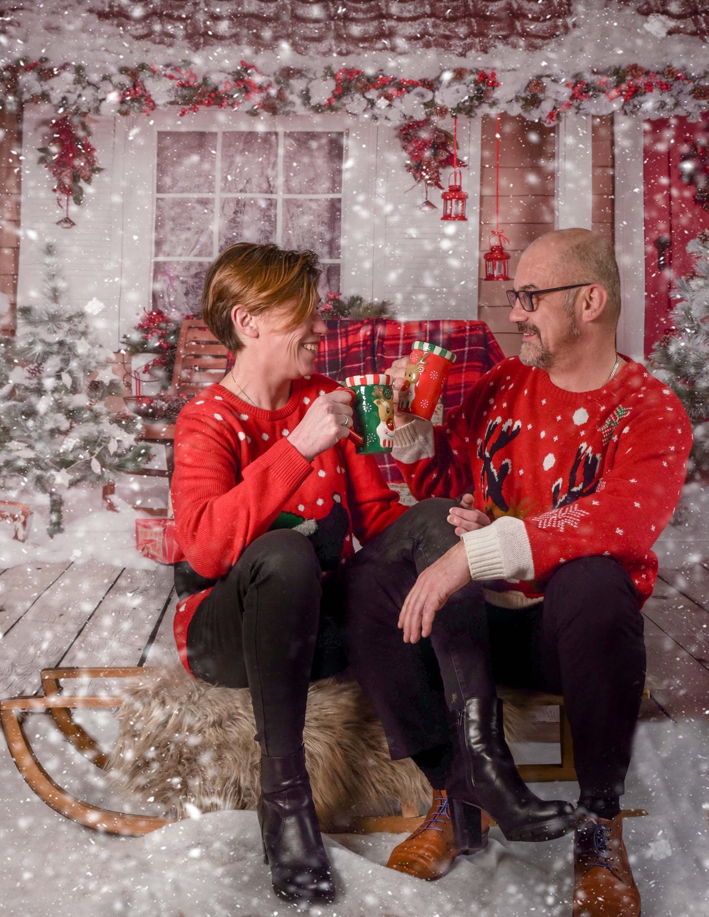 Kate Snow Outside House With Christmas Trees And Gifts for Photography - Kate Backdrop