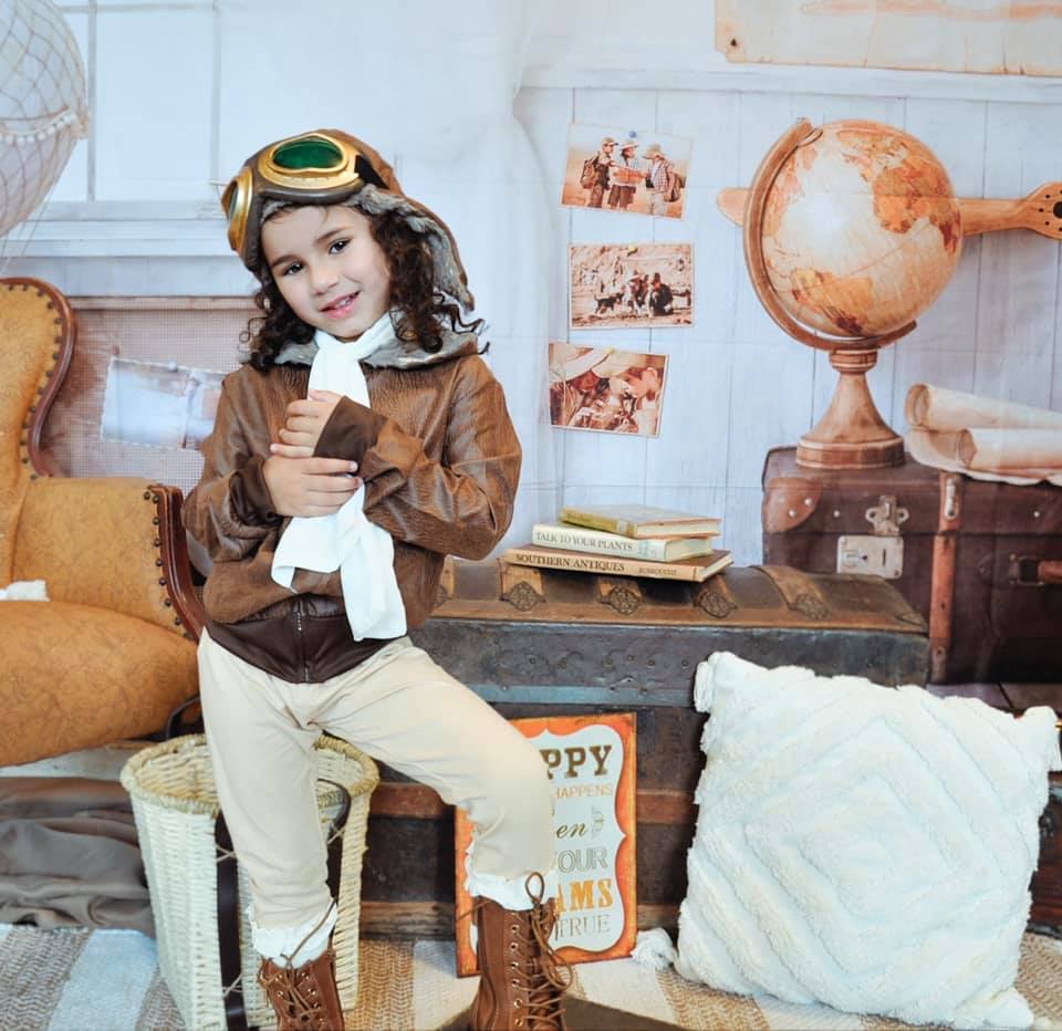 Kate Travel Around the World Adventurer Children Pilot Backdrop Back to school - Kate Backdrop