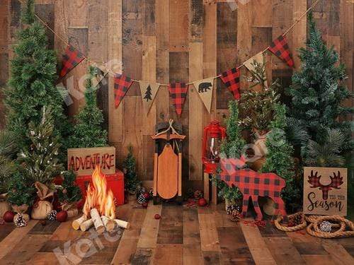 Katebackdrop鎷㈡綖Kate Wood Xmas Toy Christmas Backdrop for Photography