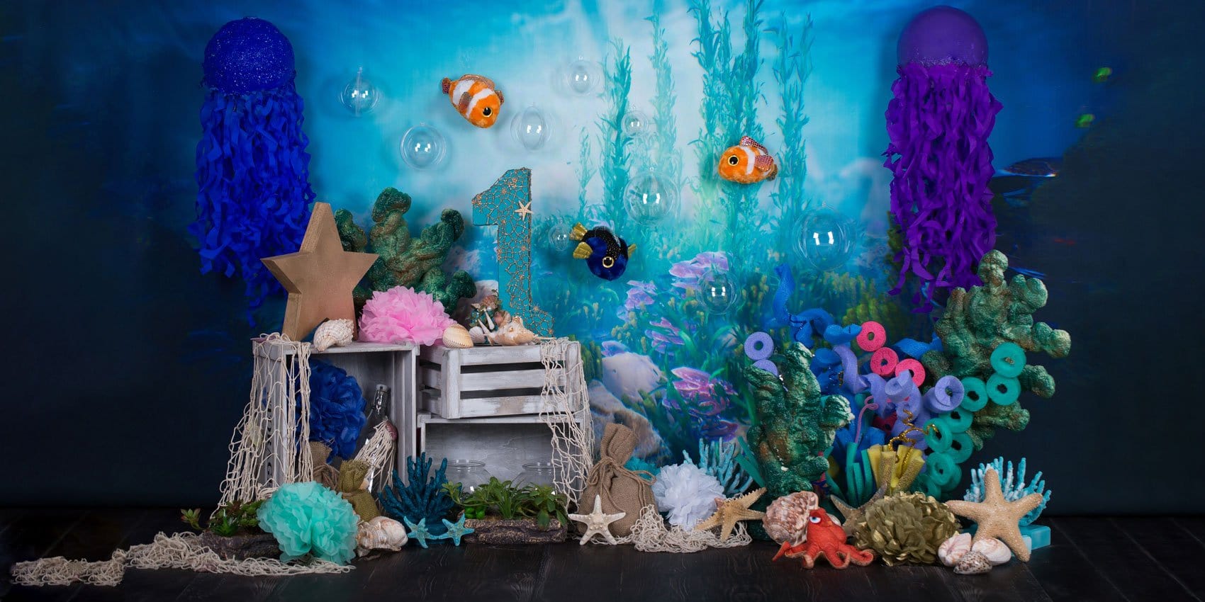Kate mermaid under sea 1st birthday cake smash summer backdrop designed by studio gumot - Kate Backdrop