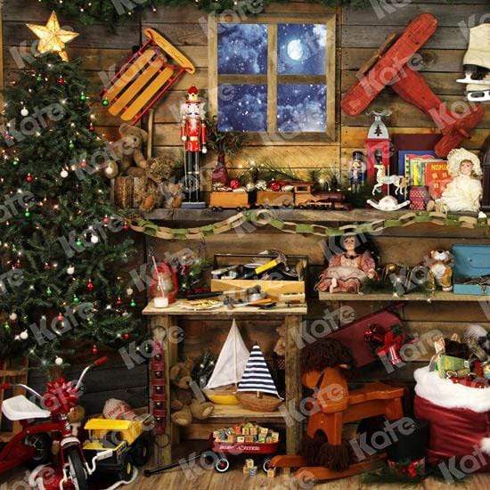 Katebackdrop鎷㈡綖Kate Christmas Santas Workshop Backdrop designed by Arica Kirby
