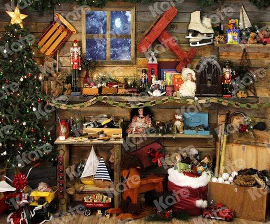 Katebackdrop鎷㈡綖Kate Christmas Santas Workshop Backdrop designed by Arica Kirby