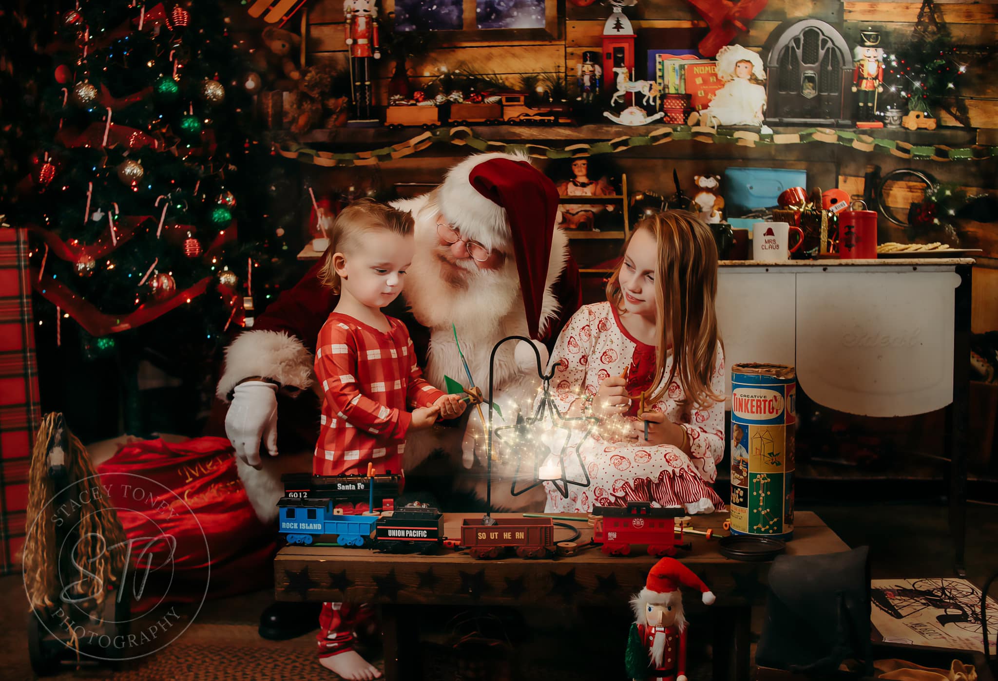 Kate Christmas Santas Workshop Backdrop designed by Arica Kirby - Kate Backdrop