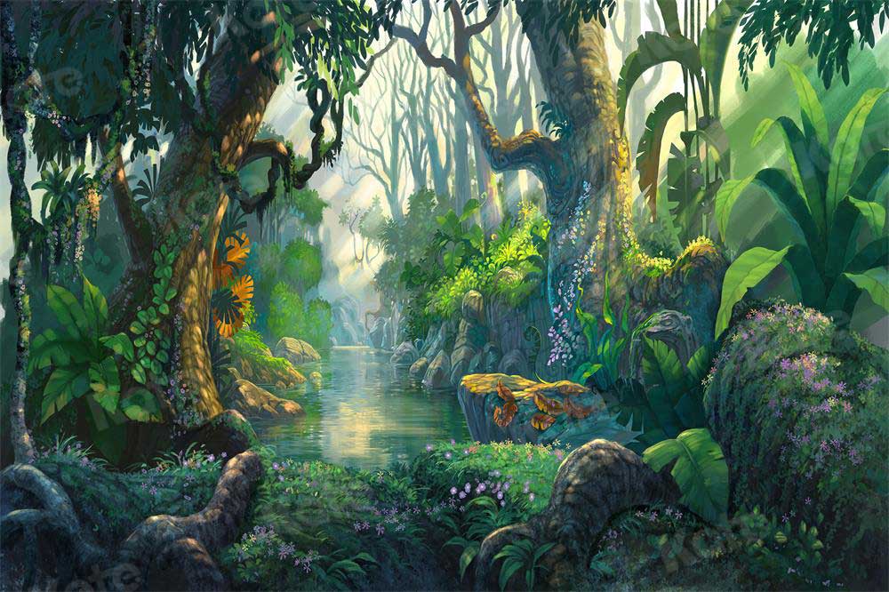 Kate Jungle Theme Backdrop Scenery Green Forest Tree Backdrop - Katebackdrop