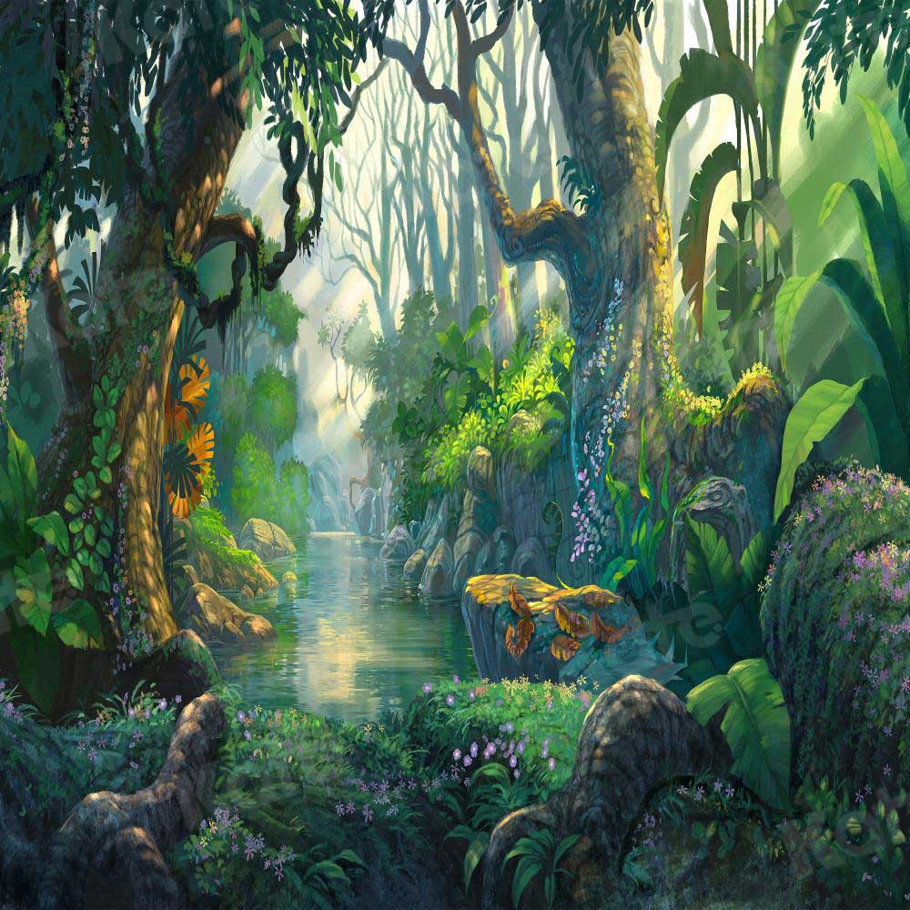 Kate Jungle Theme Backdrop Scenery Green Forest Tree Backdrop - Katebackdrop