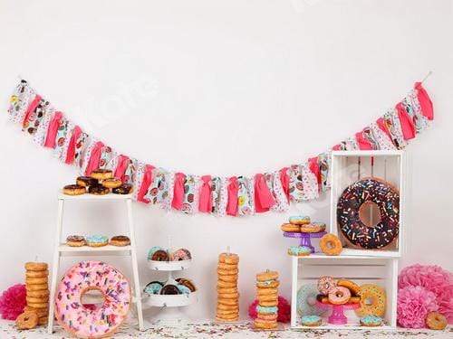 Katebackdrop£ºKate Pink Donut Banners Children Backdrop for Birthday\Cake Smash