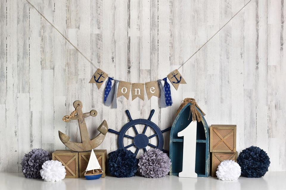 Kate Rudder Anchor Sailor Children Backdrop for Summer cake smash Designed by Mandy Ringe Photography - Kate Backdrop