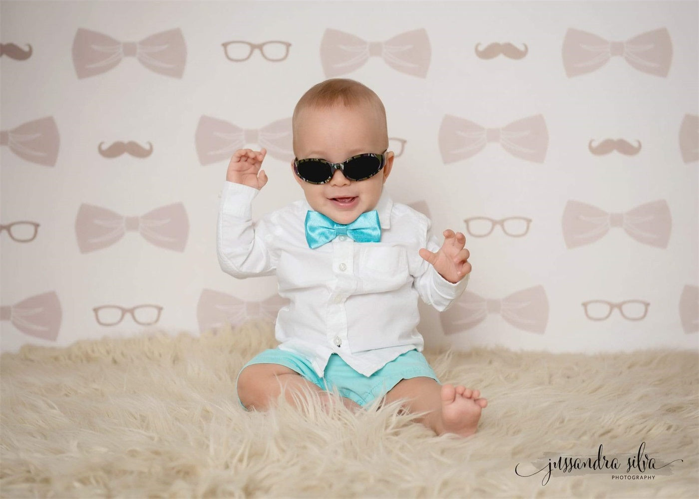 Kate Bowties for Little Guys in Brown Father's Day Backdrop for Photography Designed by Amanda Moffatt - Kate Backdrop