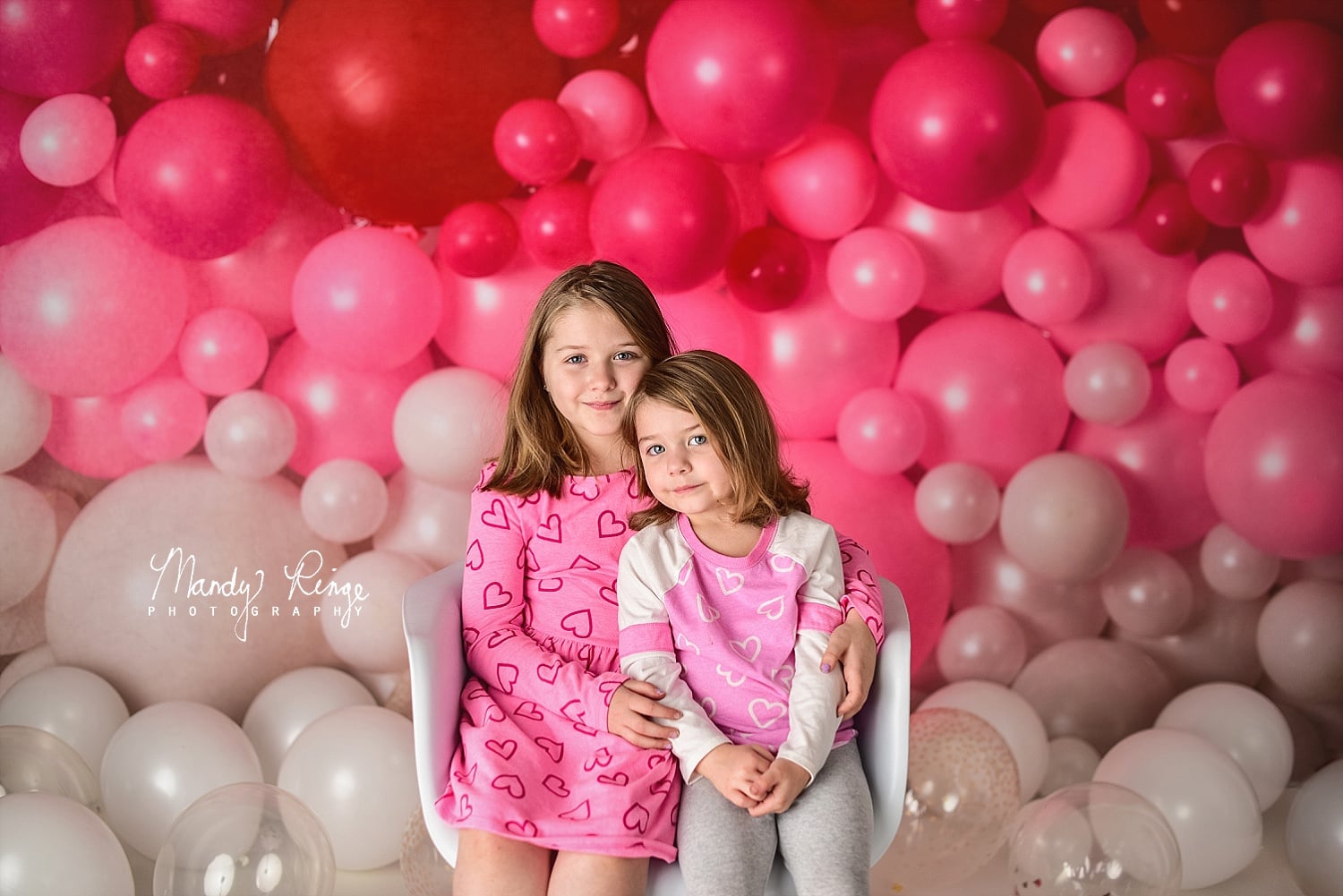 Kate Red Balloon Wall Valentine's Day Birthday Cake Smash Party Backdrop for Photography Designed by Mandy Ringe Photography - Kate Backdrop