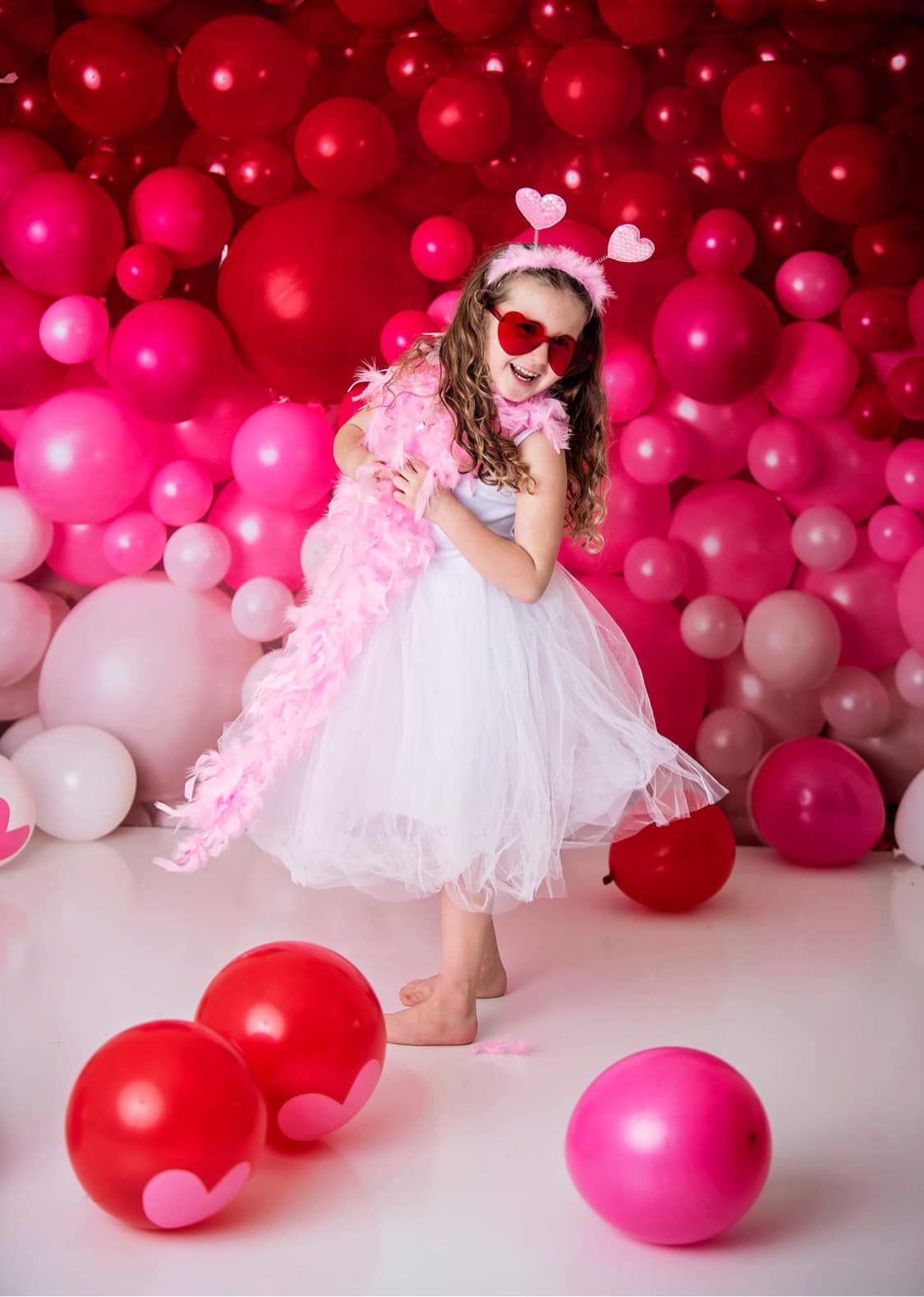 Kate Red Balloon Wall Valentine's Day Birthday Cake Smash Party Backdrop for Photography Designed by Mandy Ringe Photography - Kate Backdrop