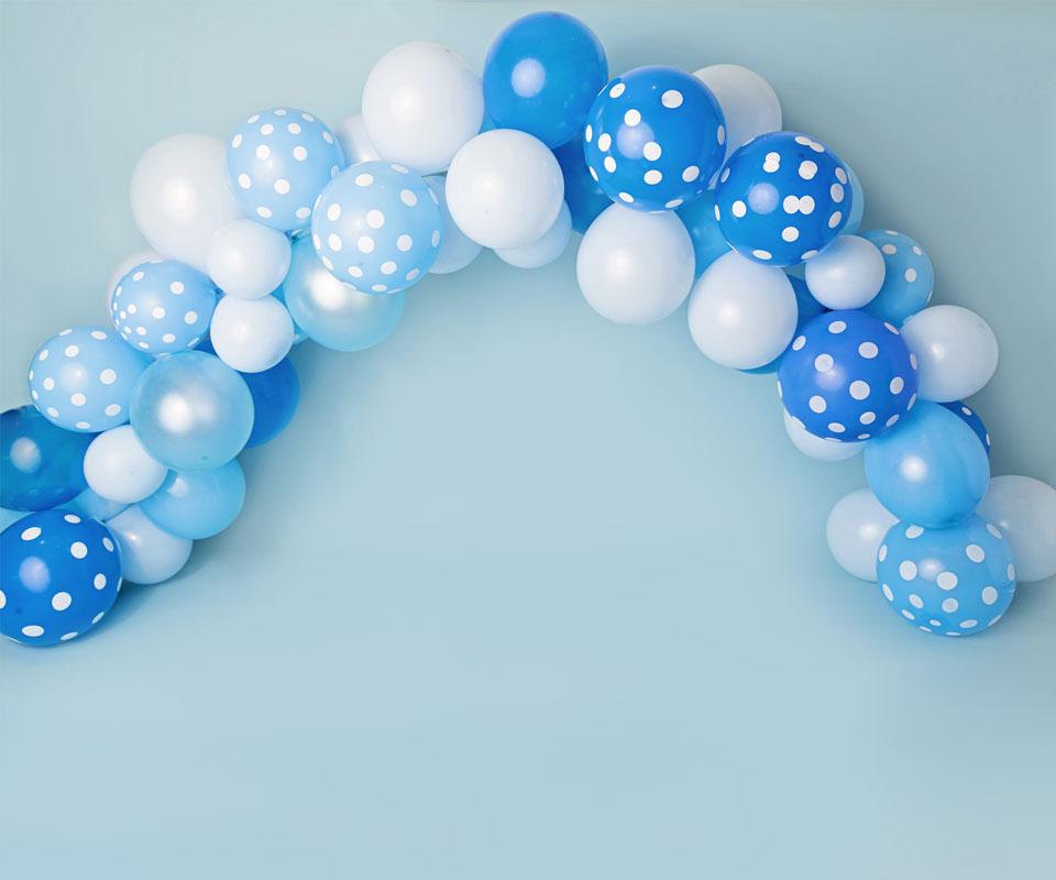 Kate Blue and White Balloons Birthday Children Backdrop for Photography Designed by Kerry Anderson - Kate Backdrop