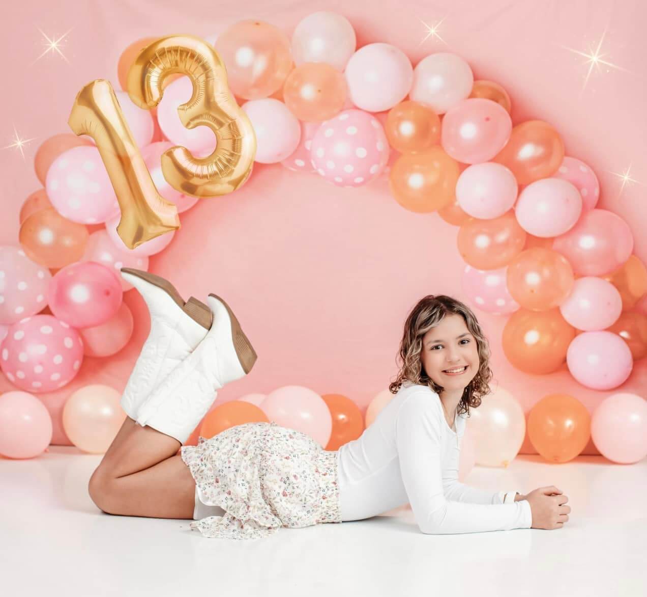 Kate Pink and Gold Balloons Birthday Children Backdrop for Photography Designed by Kerry Anderson - Kate Backdrop